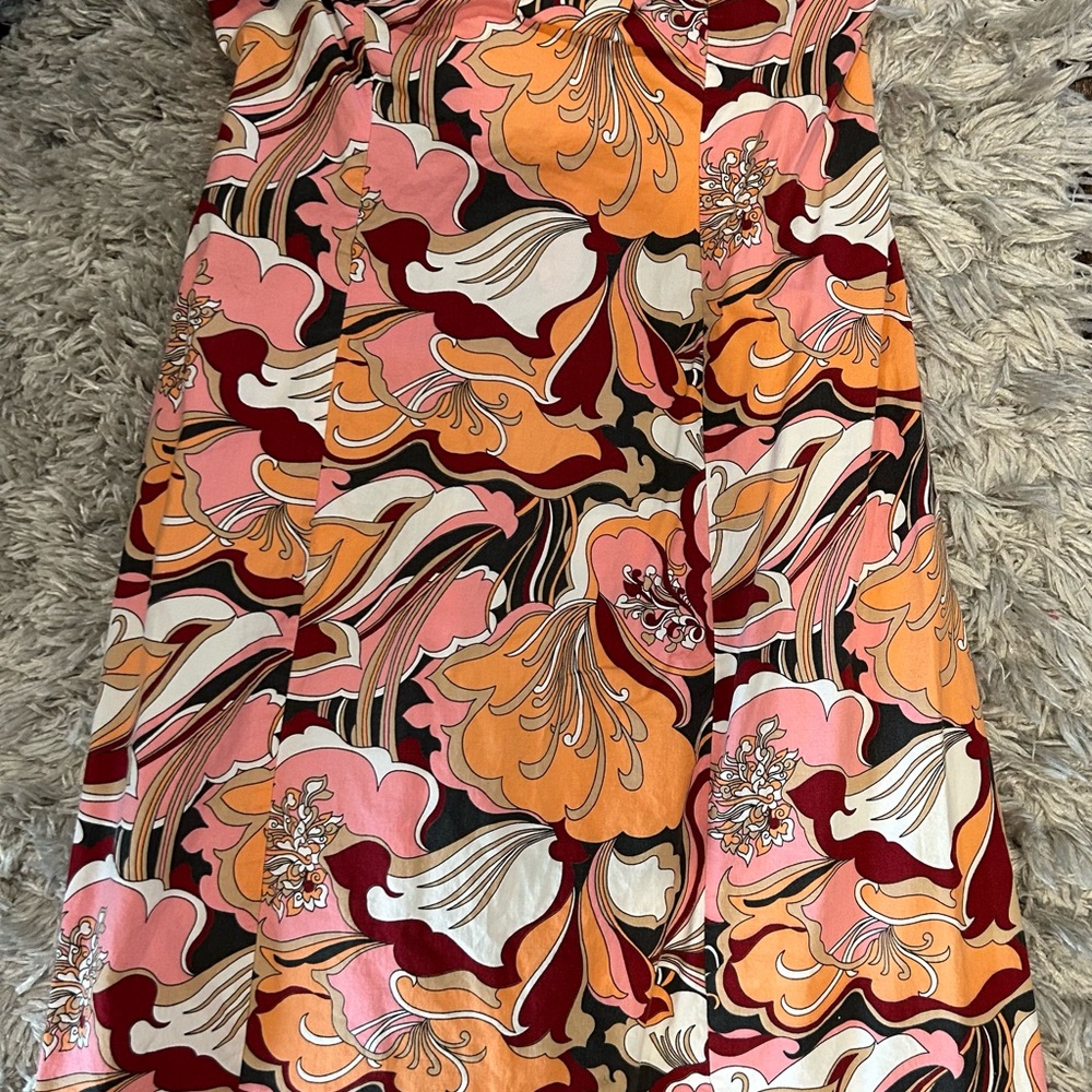 New York & Company Strapless Floral Dress - Pink, Orange, Red